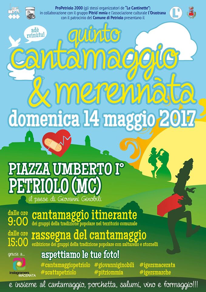 Quinto Cantamaggio e merennàta a Petriolo MC, domenica 14 maggio 2017
